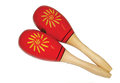 Mano Percussion UE410 Wooden Oval Shaped Maracas in Red with Yellow Floral