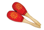 Mano Percussion UE410 Wooden Oval Shaped Maracas in Red with Yellow Floral Design