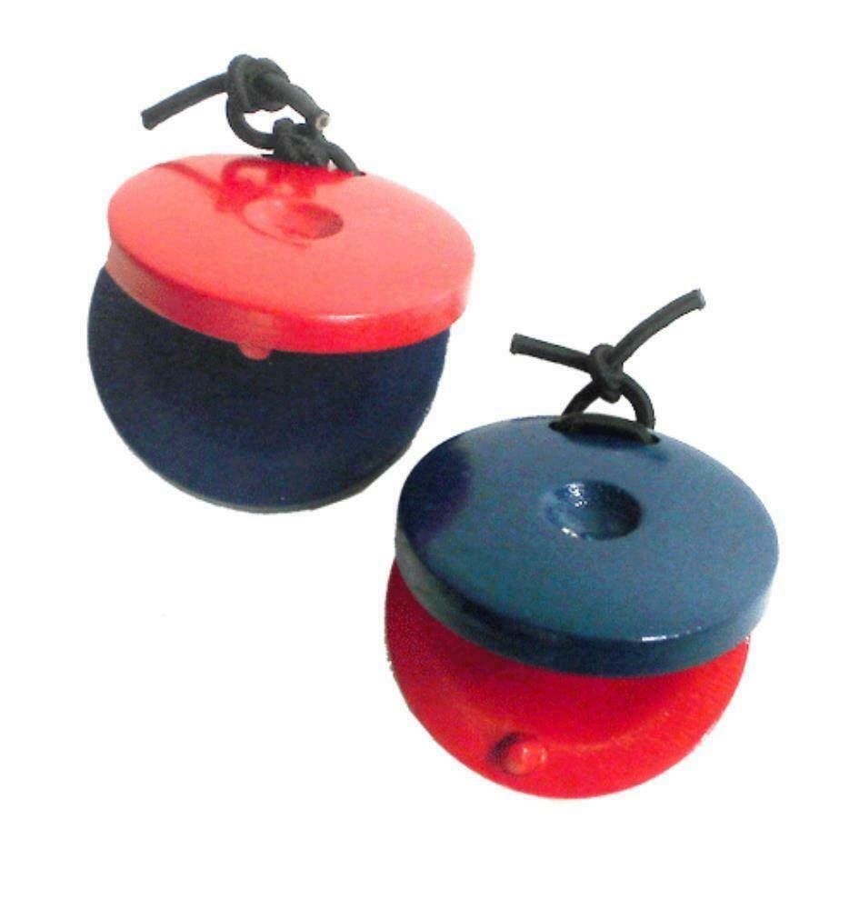 Mano Percussion UE542  Wooden Finger Castanets Wooden (Pair) - Red & Blue