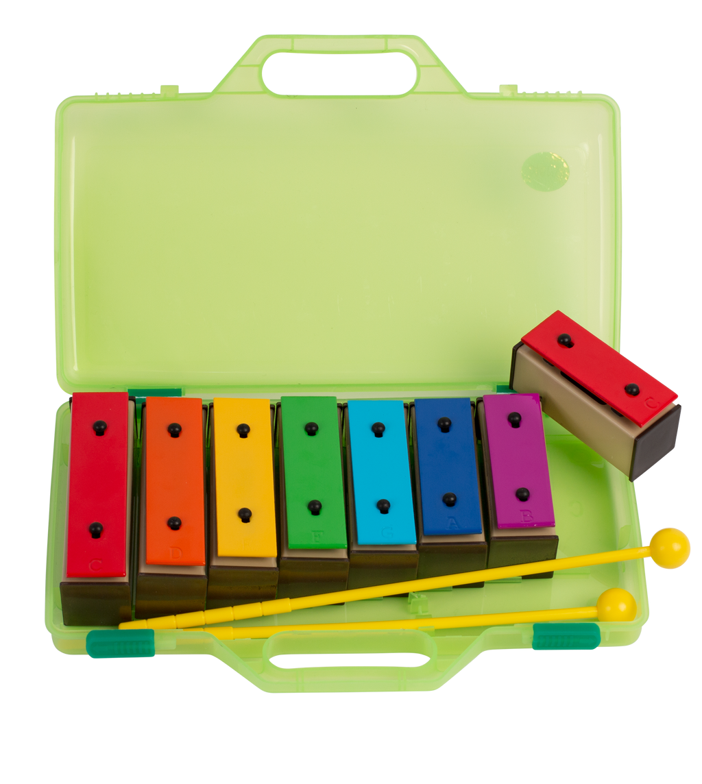 Mano Percussion UE857L 8 Large Chime Bar Set with wooden mallets, hand percussion instrument for musical performances