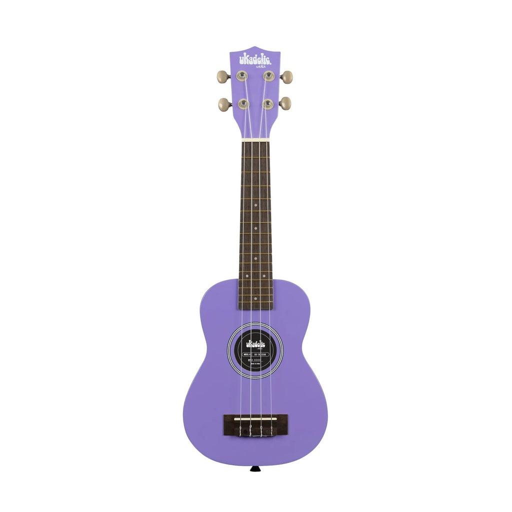Kala Ukadelic Soprano Ukulele in ultraviolet finish, showcasing its vibrant color and compact size.