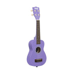 Kala Ukadelic Soprano Ukulele in ultraviolet finish, showcasing the colorful, compact ukulele with a smooth body and traditional tuning pegs.