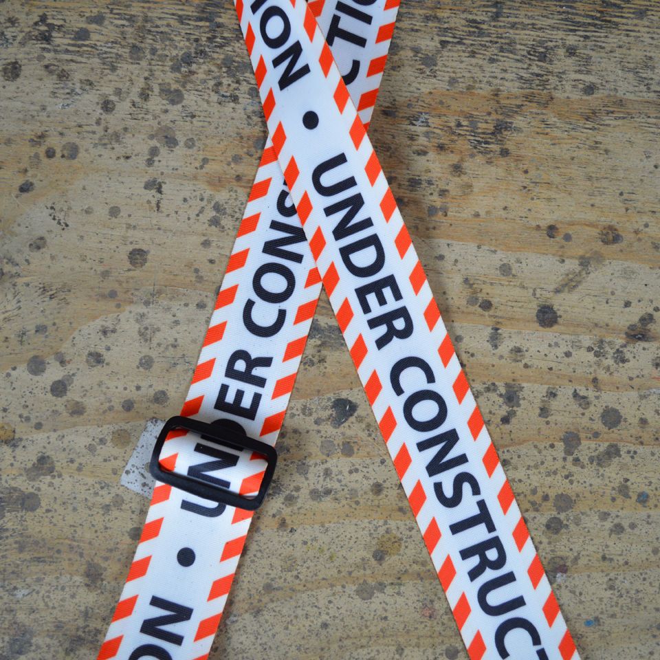 Colonial Leather Under Construction Printed Webbing Guitar Strap
