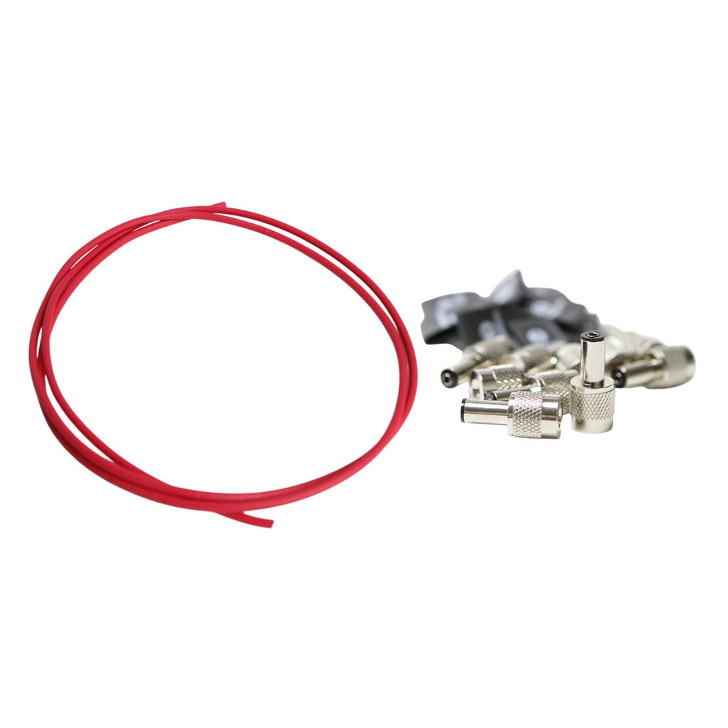 Red 3 Monkeys DC Pedal Kit guitar lead with 10 plugs and 10ft cable, designed for electric guitars and pedals.