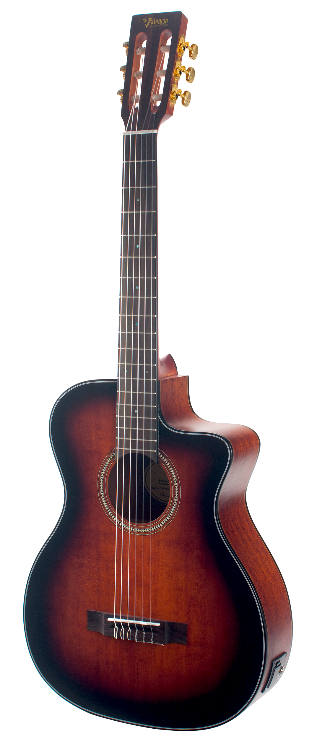 Valencia VA434CECSB Full Size Classical Guitar - PU - Classic Snburst Satin