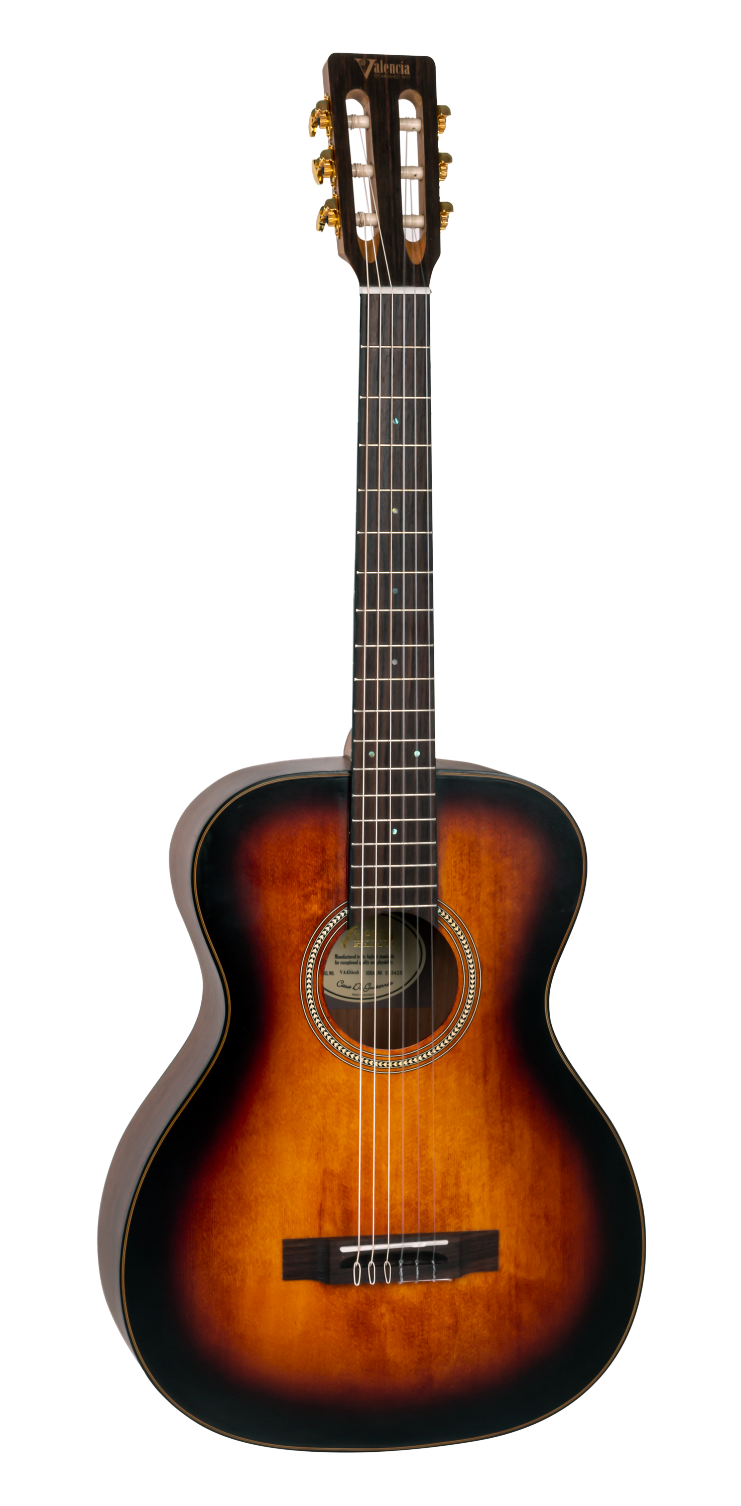 Valencia VA434CSB Full Size Classical Guitar in Classic Sunburst Satin