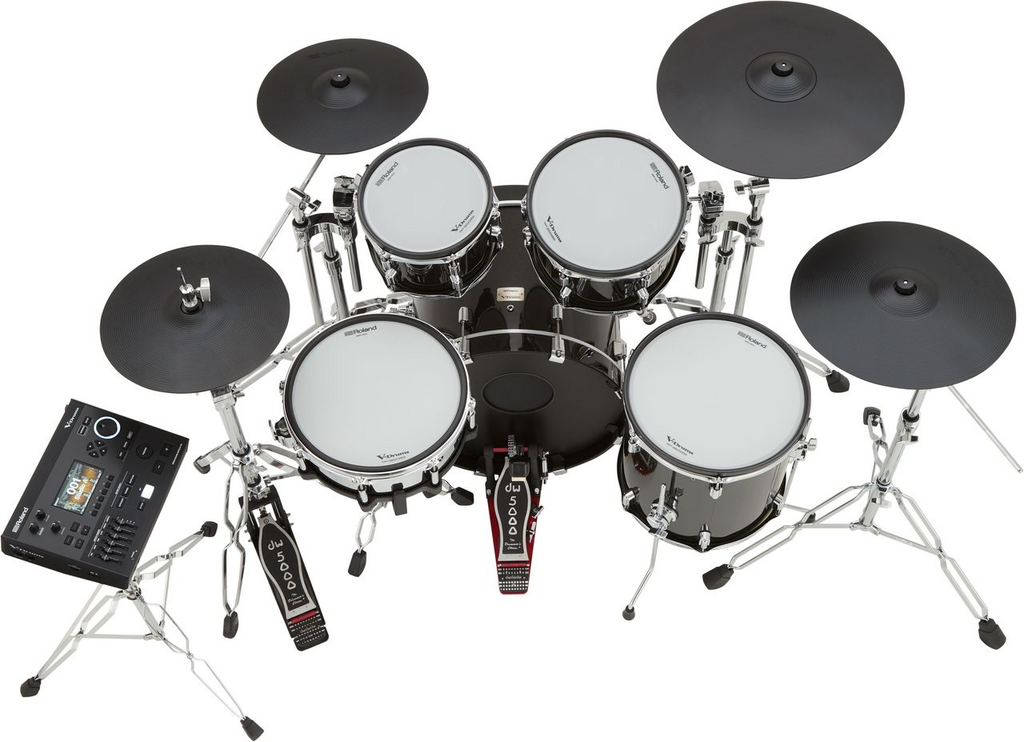 Roland VAD516S electronic drum kit with multiple pads, cymbals, and control module for realistic drumming experience