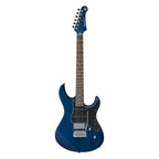 Yamaha PAC612VIIFM Pacifica electric guitar in striking Indigo Blue with maple neck and six strings, showcasing its sleek design.