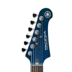 Yamaha PAC612VIIFM Pacifica electric guitar in Indigo Blue with a sleek body and six strings, showcasing its modern design.
