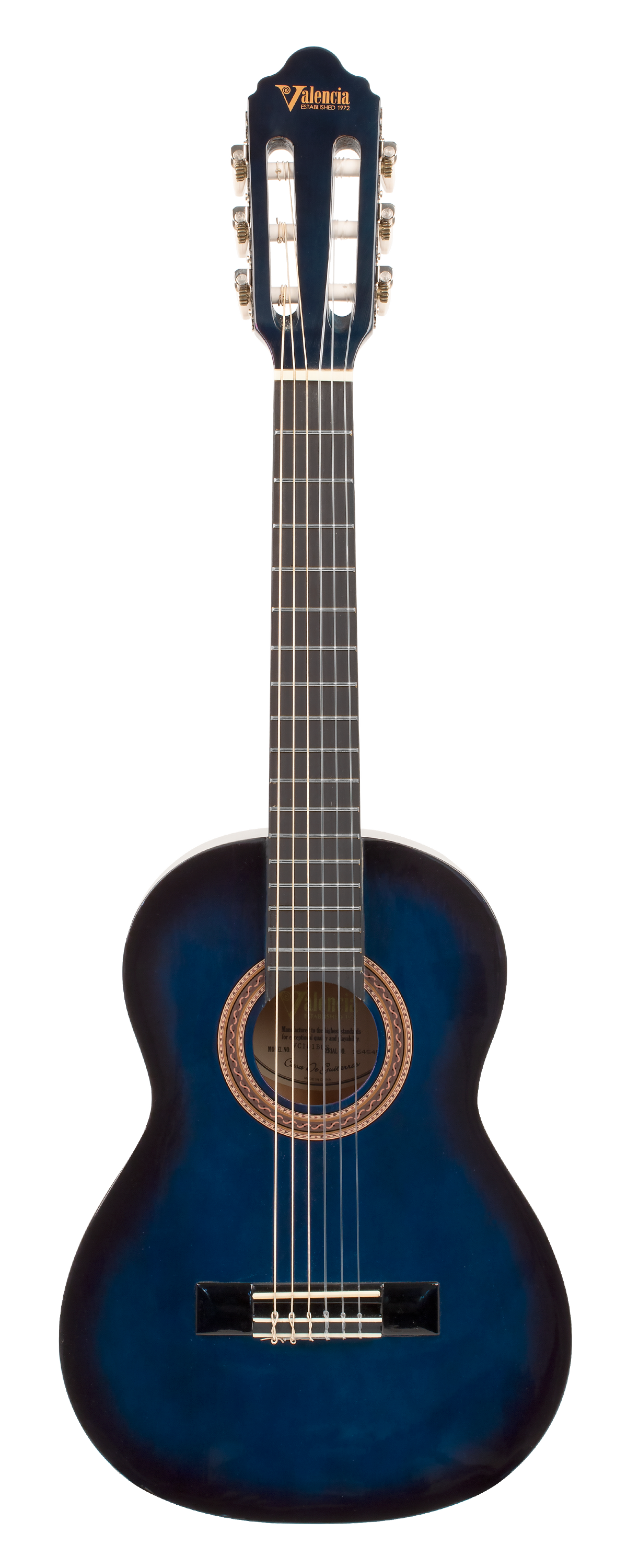 Valencia VC101BUS 1/4 Size Classical Guitar - Blue Sunburst
