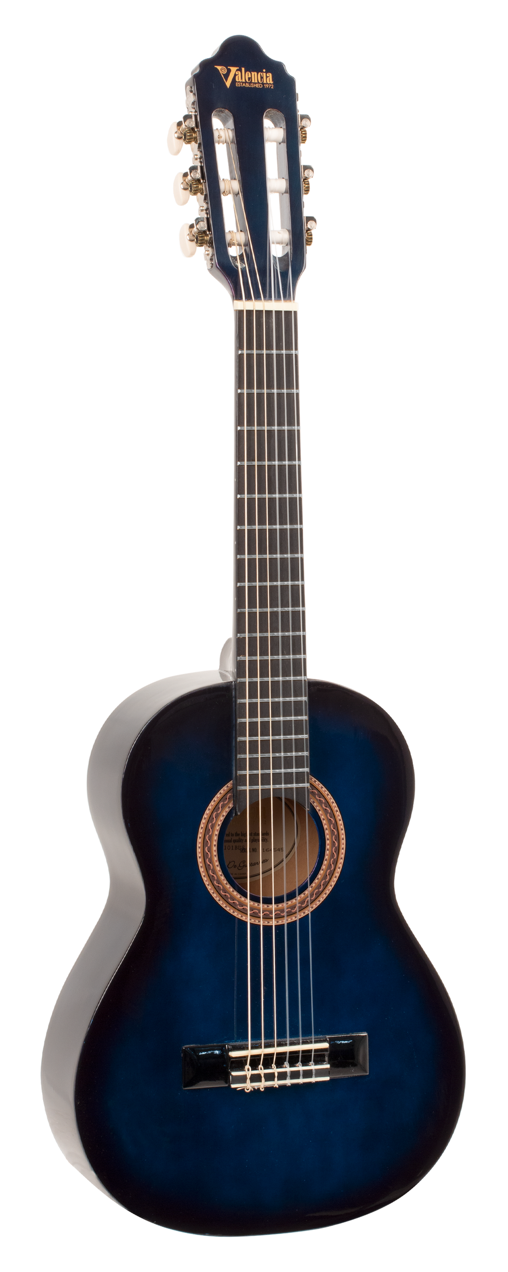 Valencia VC101BUS 1/4 Size Classical Guitar - Blue Sunburst