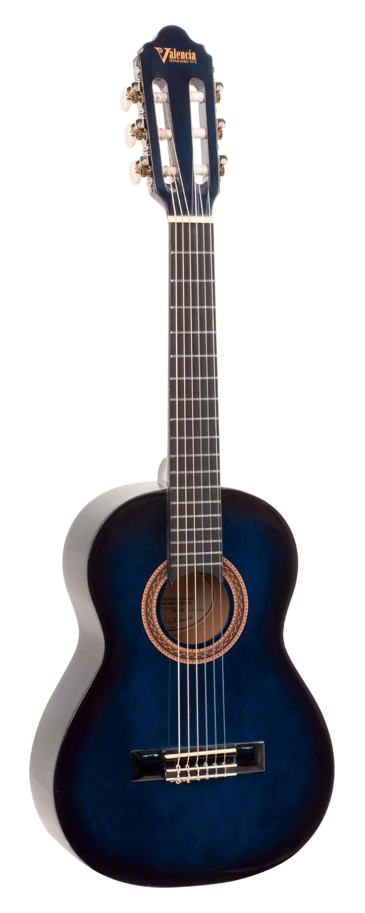 Valencia VC101BUS 1/4 Size Classical Guitar - Blue Sunburst