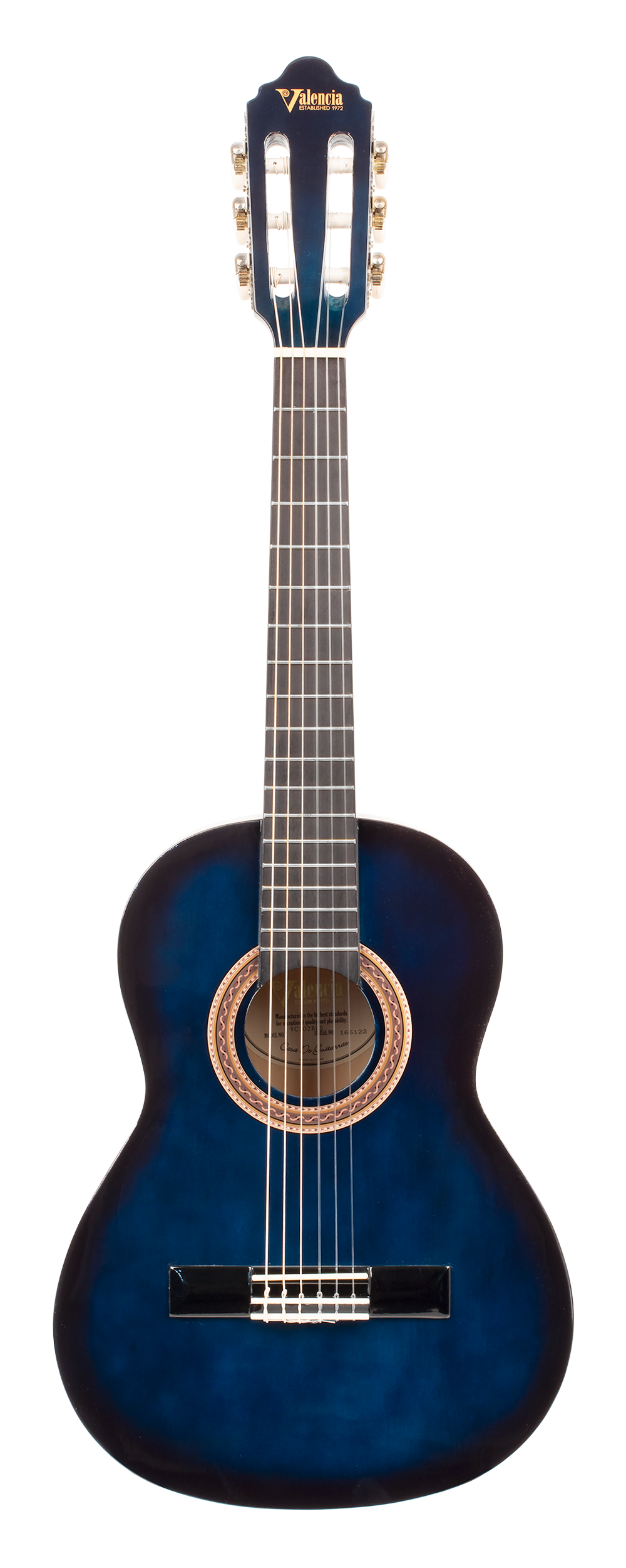 Valencia VC102BUS 1/2 Size Classical Guitar - Blue Sunburst