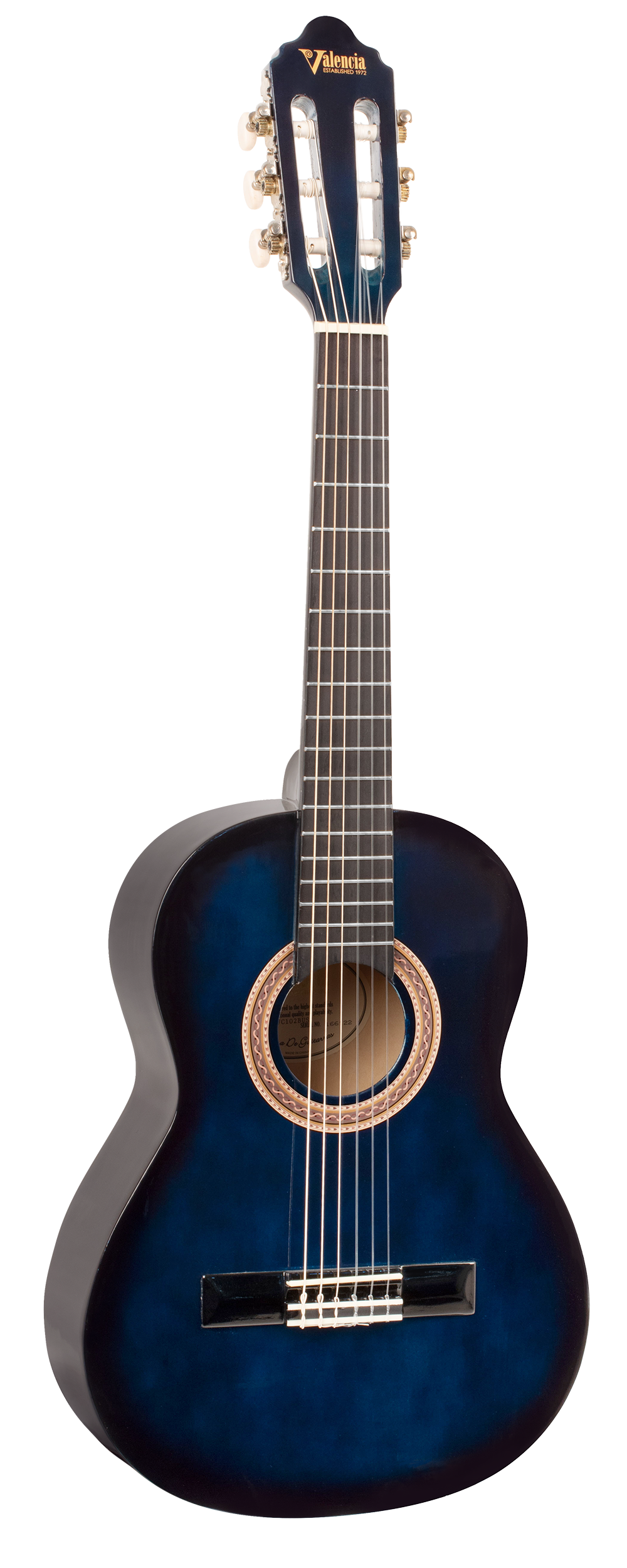 Valencia VC102BUS 1/2 Size Classical Guitar - Blue Sunburst