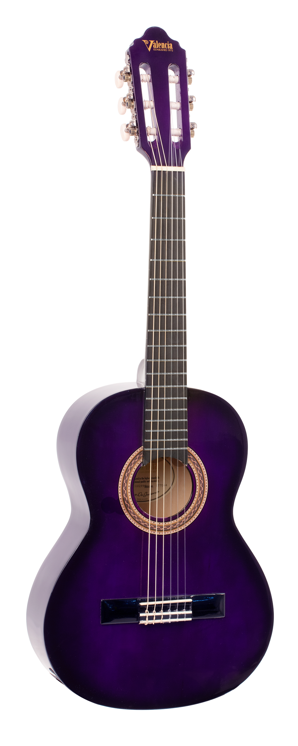Valencia VC102PPS 1/2 Size Classical Guitar - Purple Sunburst