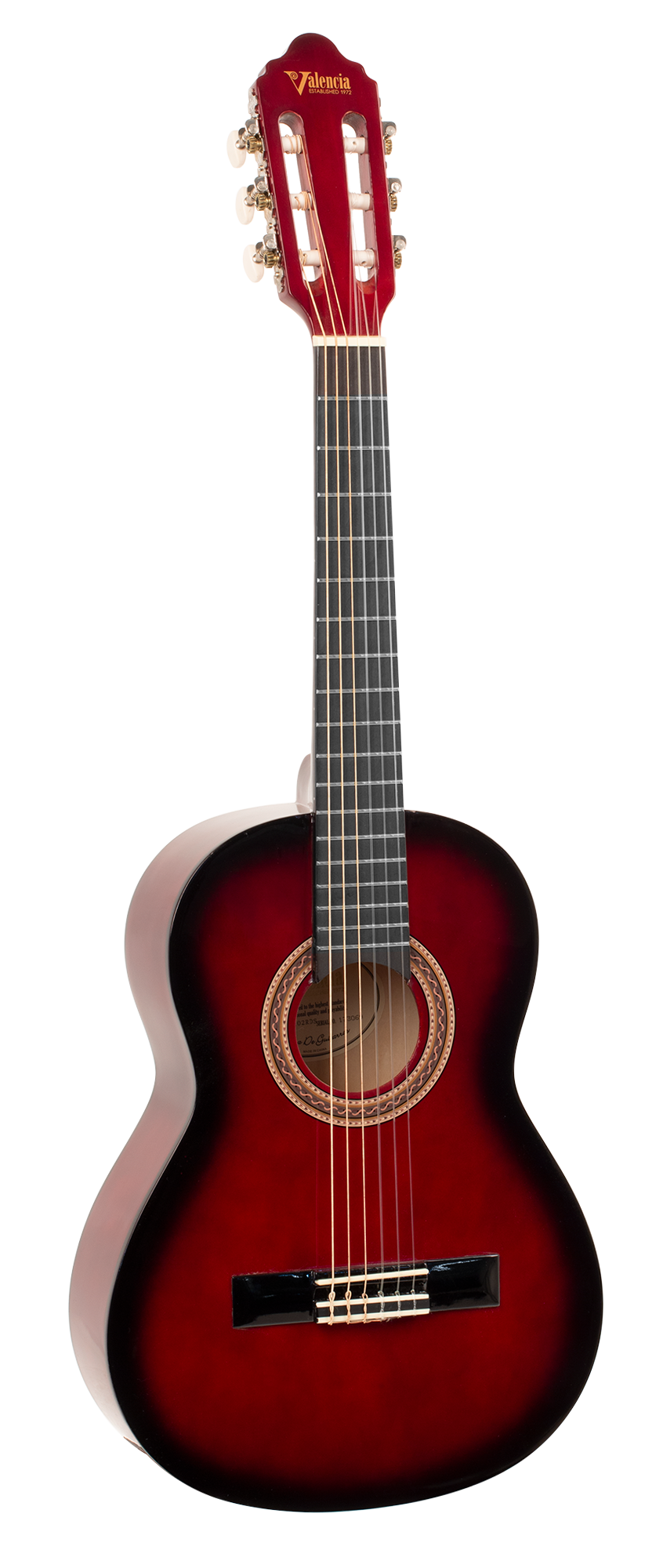 Valencia VC102RDS 1/2 Size Classical Guitar - Red Sunburst
