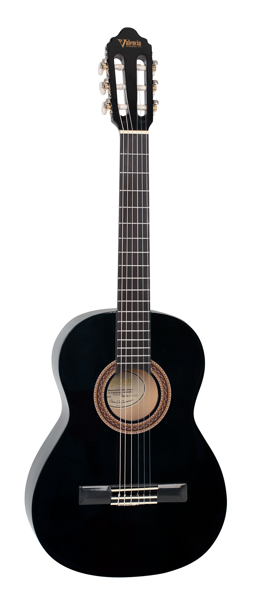 Valencia VC103BK 3/4 Size Classical Guitar - Black