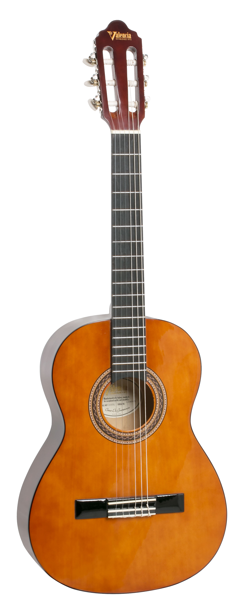 Valencia VC103L Left-Handed 3/4 Size Classical Guitar - Natural