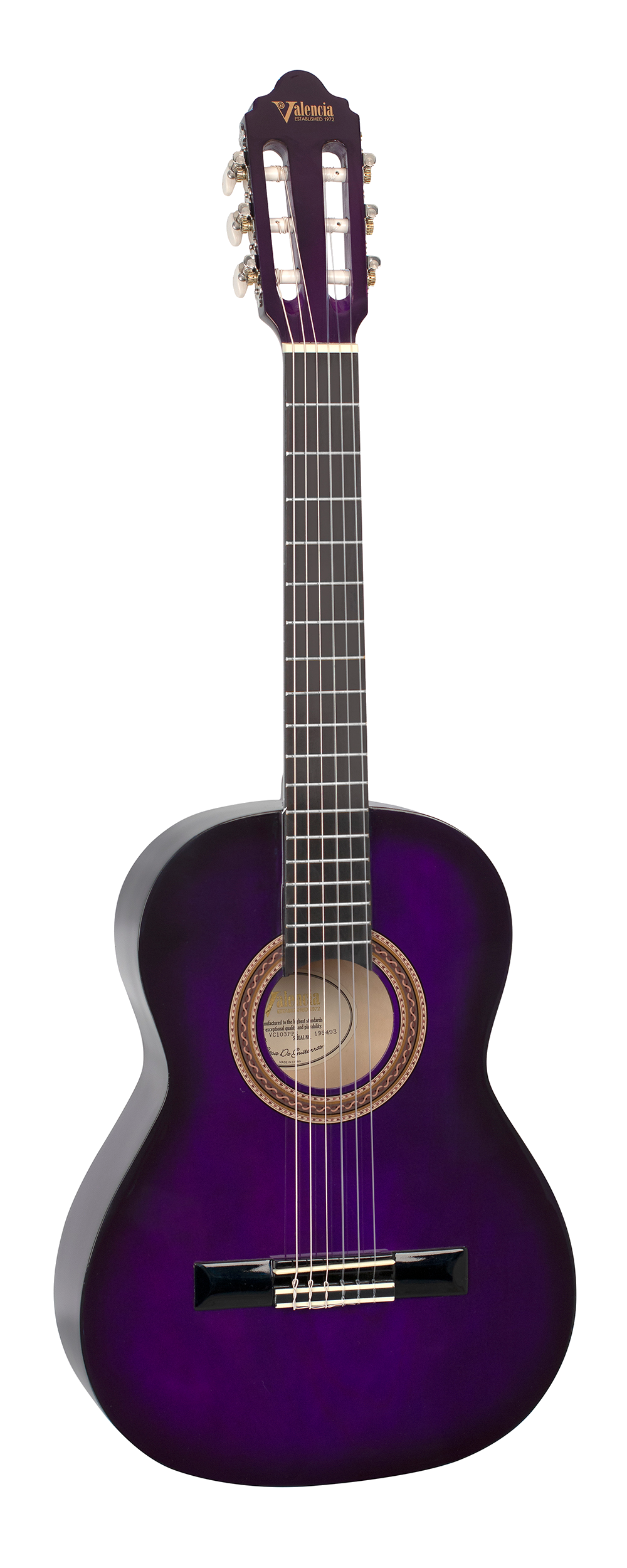 Valencia VC103PPS 3/4 Size Classical Guitar - Purple Sunburst