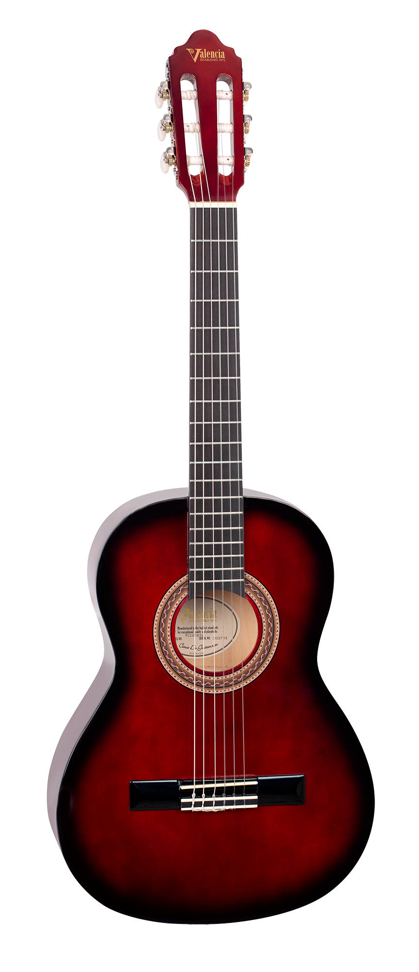 Valencia VC103RDS 3/4 Size Classical Guitar - Red Sunburst