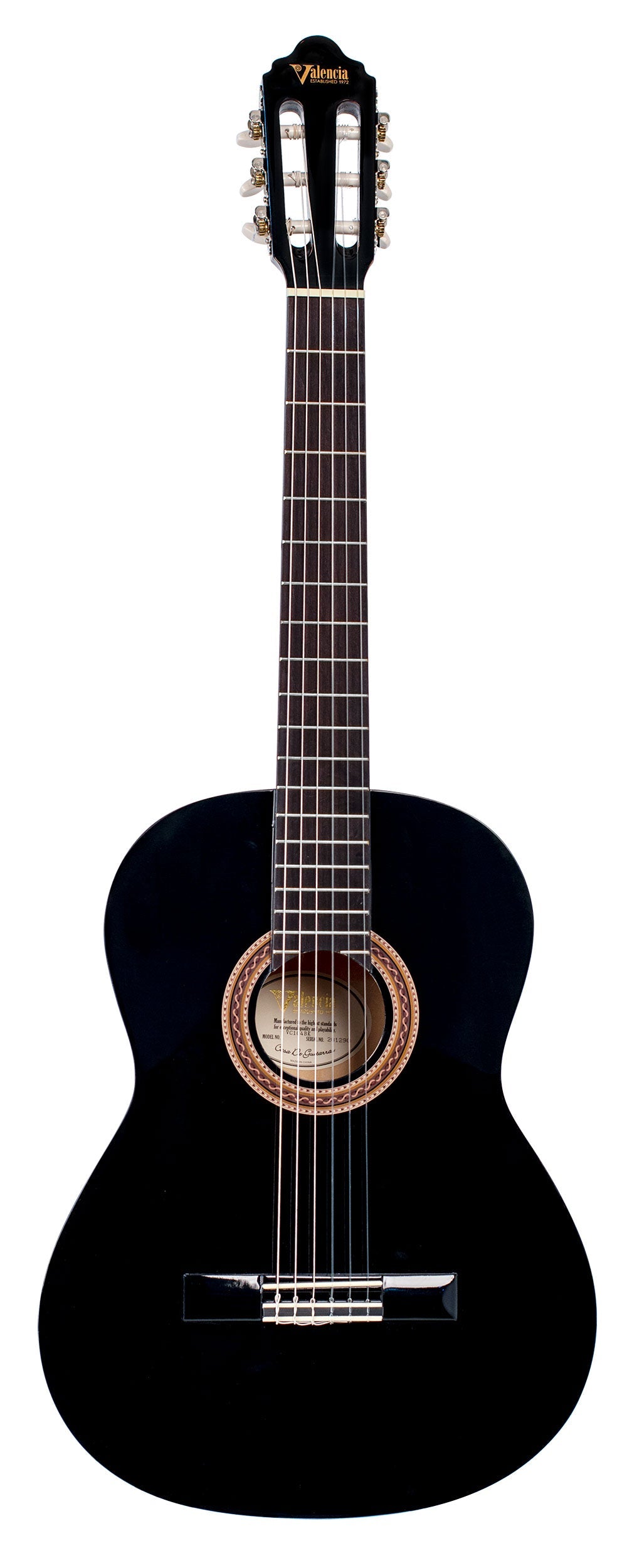 Valencia VC104BK 4/4 Size Classical Guitar - Black