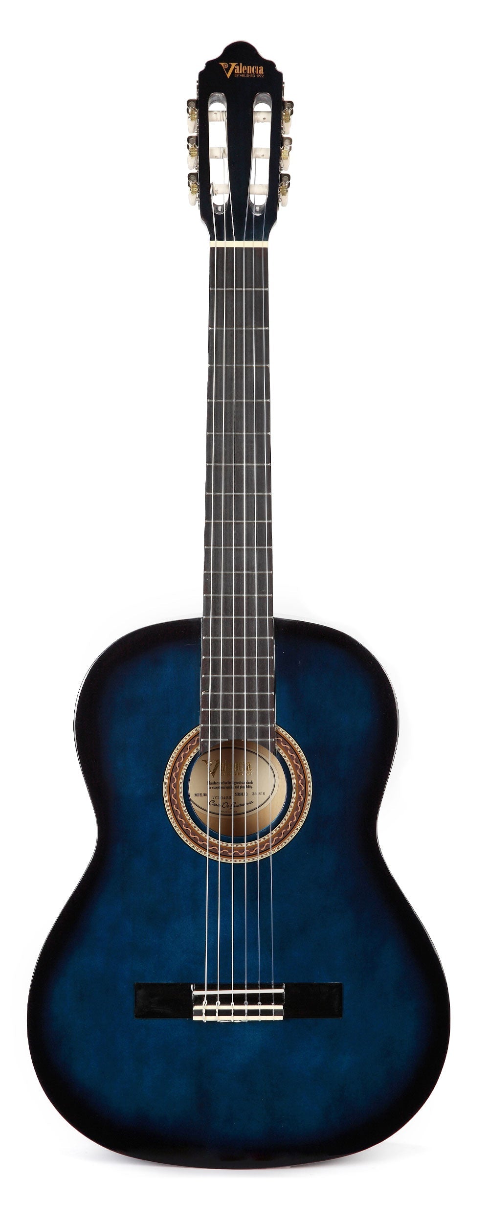 Valencia VC104BUS 4/4 Size Classical Guitar - Blue Sunburst