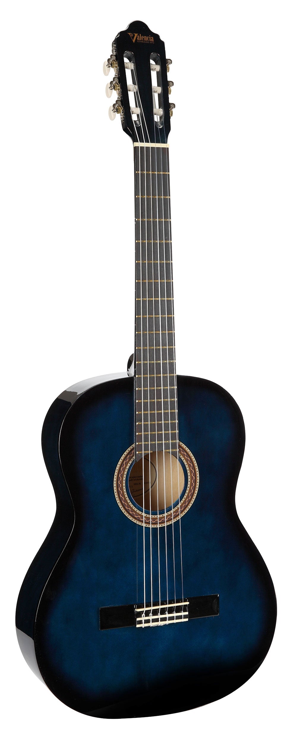 Valencia VC104BUS 4/4 Size Classical Guitar - Blue Sunburst
