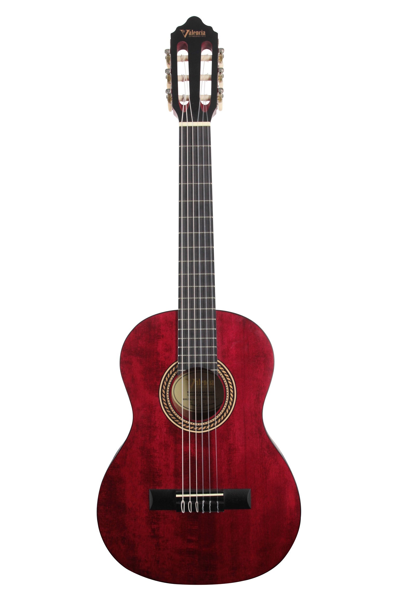 Valencia VC202TWR 1/2 Size Classical Guitar in Transparent Wine Red Satin