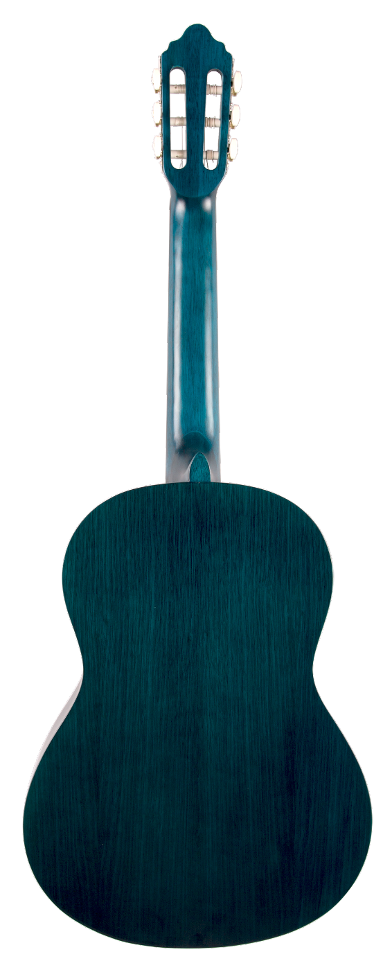 Valencia VC204TBU Full Size Classical Guitar in Transparent Blue Satin