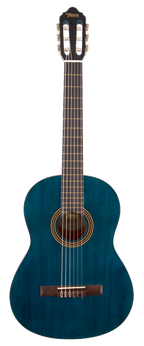 Valencia VC204TBU Full Size Classical Guitar in Transparent Blue Satin