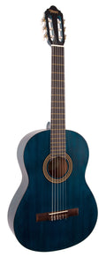 Valencia VC204TBU Full Size Classical Guitar in Transparent Blue Satin