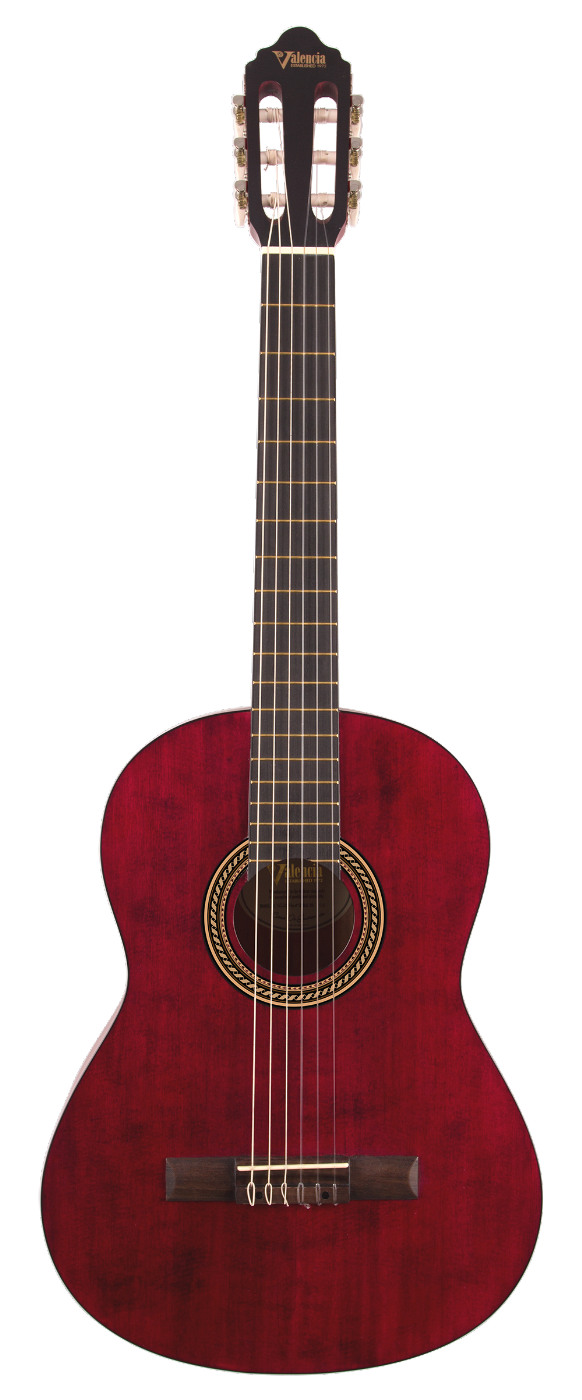 Valencia VC204TWR Full Size Classical Guitar in Transparent Wine Red Satin