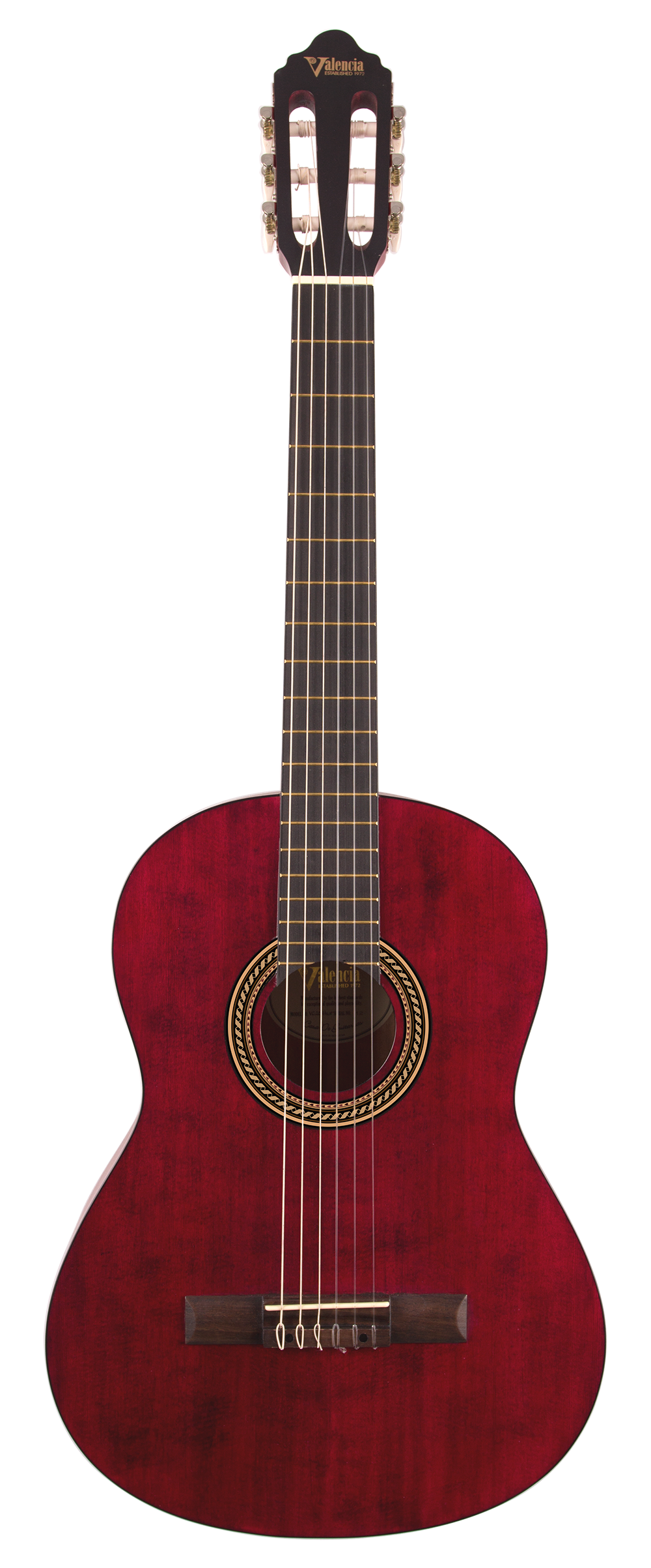 Valencia VC204TWR Full Size Classical Guitar in Transparent Wine Red Satin