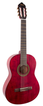 Valencia VC204TWR Full Size Classical Guitar in Transparent Wine Red Satin