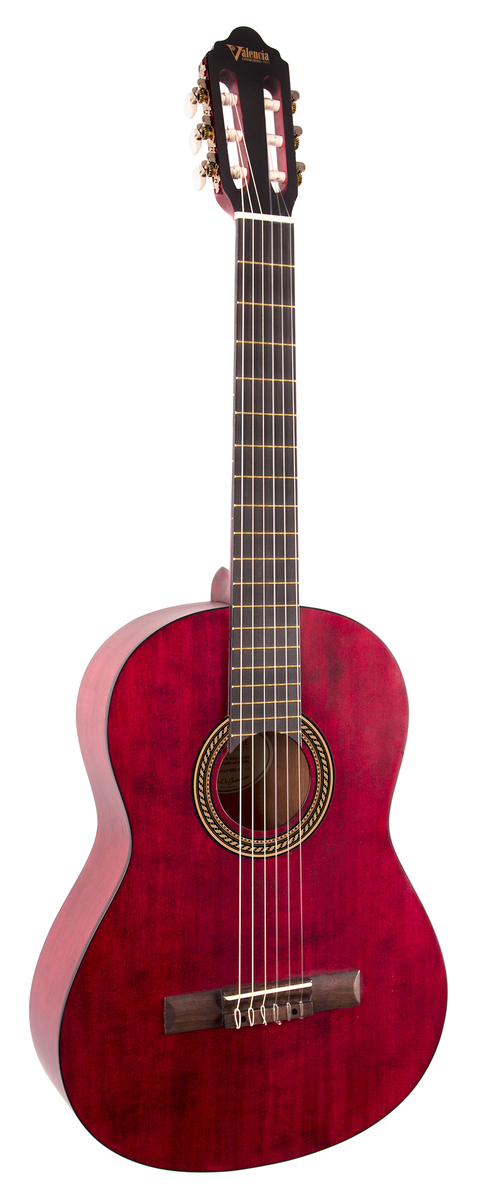 Valencia VC204TWR Full Size Classical Guitar in Transparent Wine Red Satin