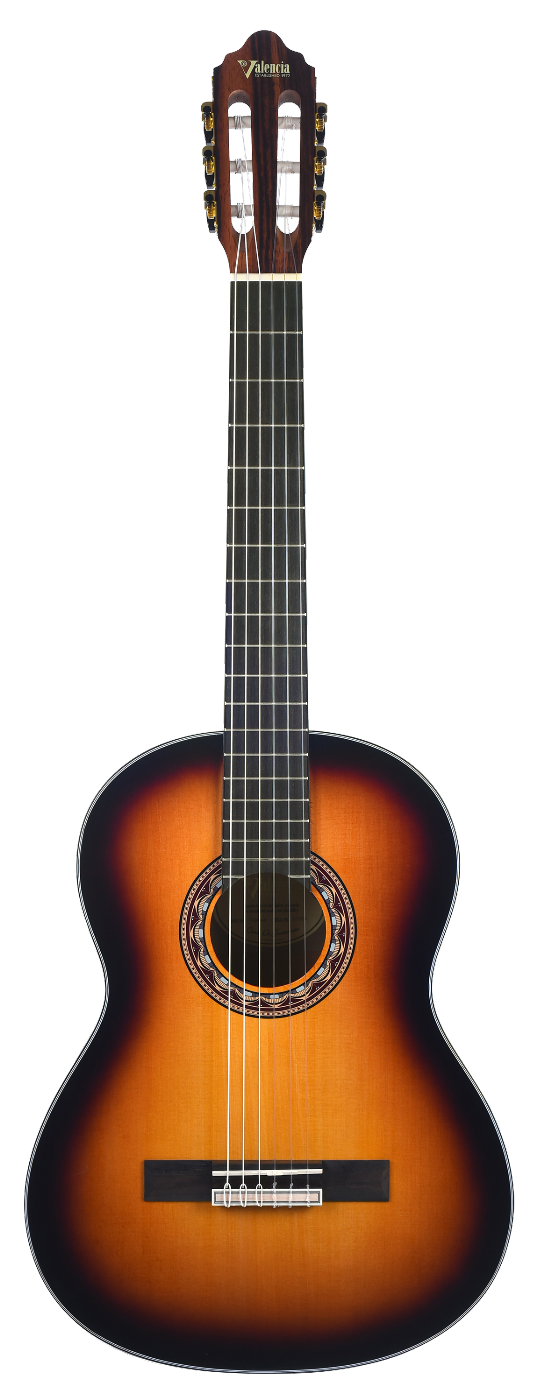 Valencia VC304ASB Full Size Classical Guitar in Antique Sunburst Satin