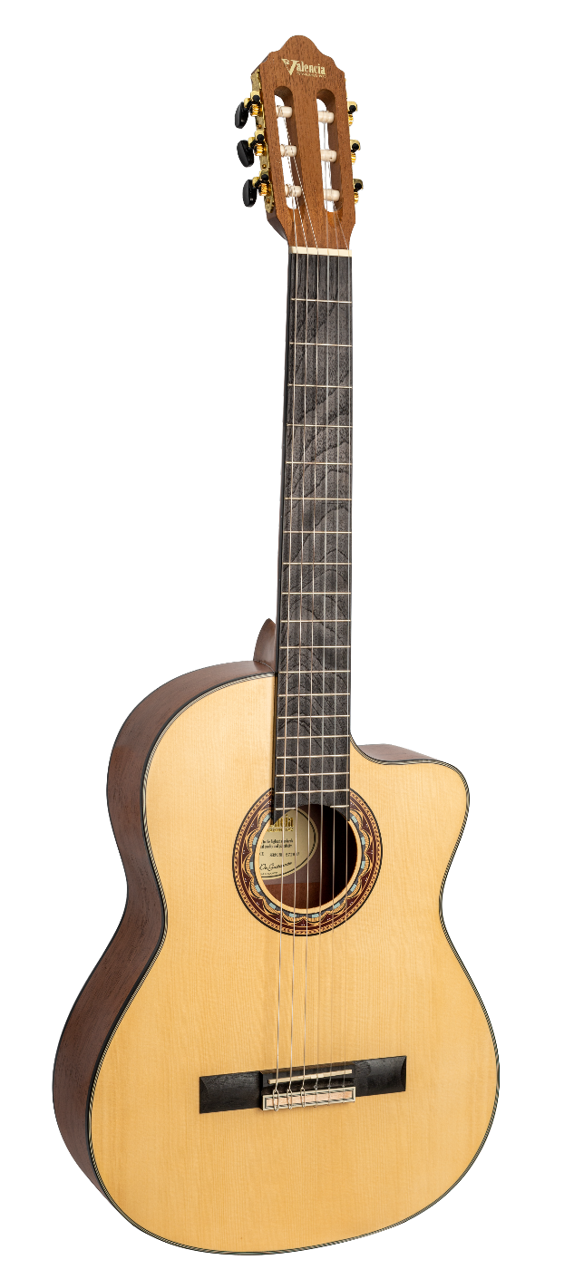 Valencia VC304CE Full Size Classical Guitar with Pickup in Natural Satin
