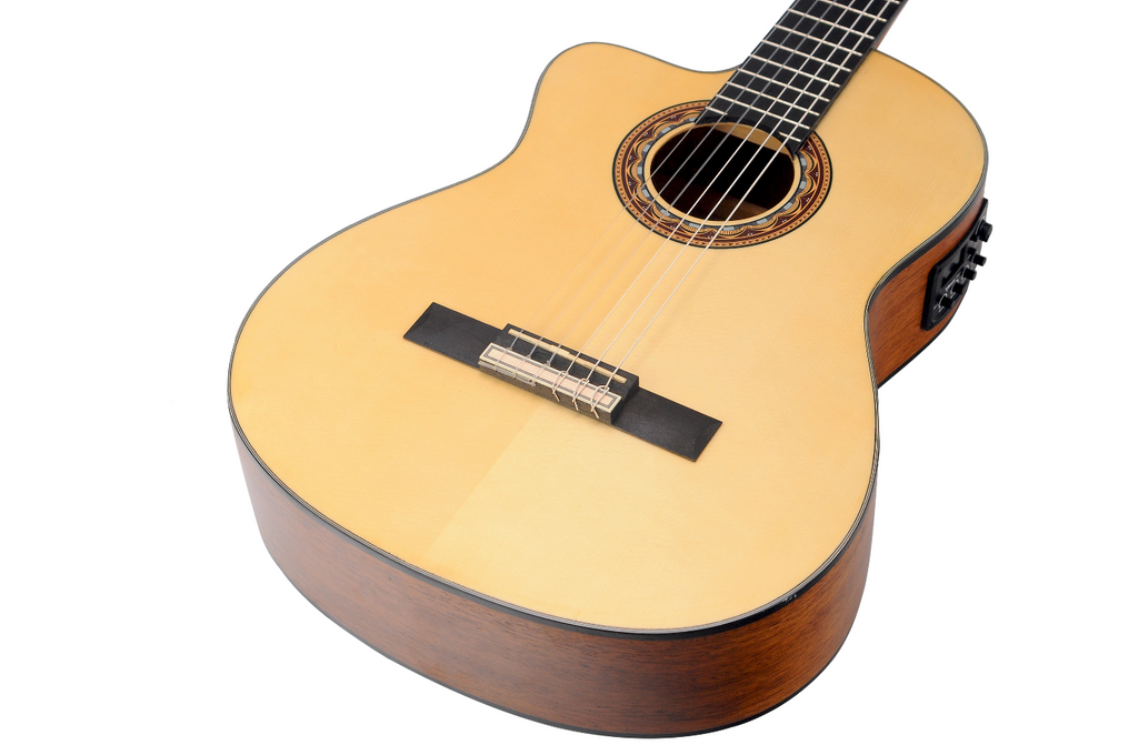 Valencia VC304CEL Full Size Left Hand Classical Guitar with Pickup in Natural Satin