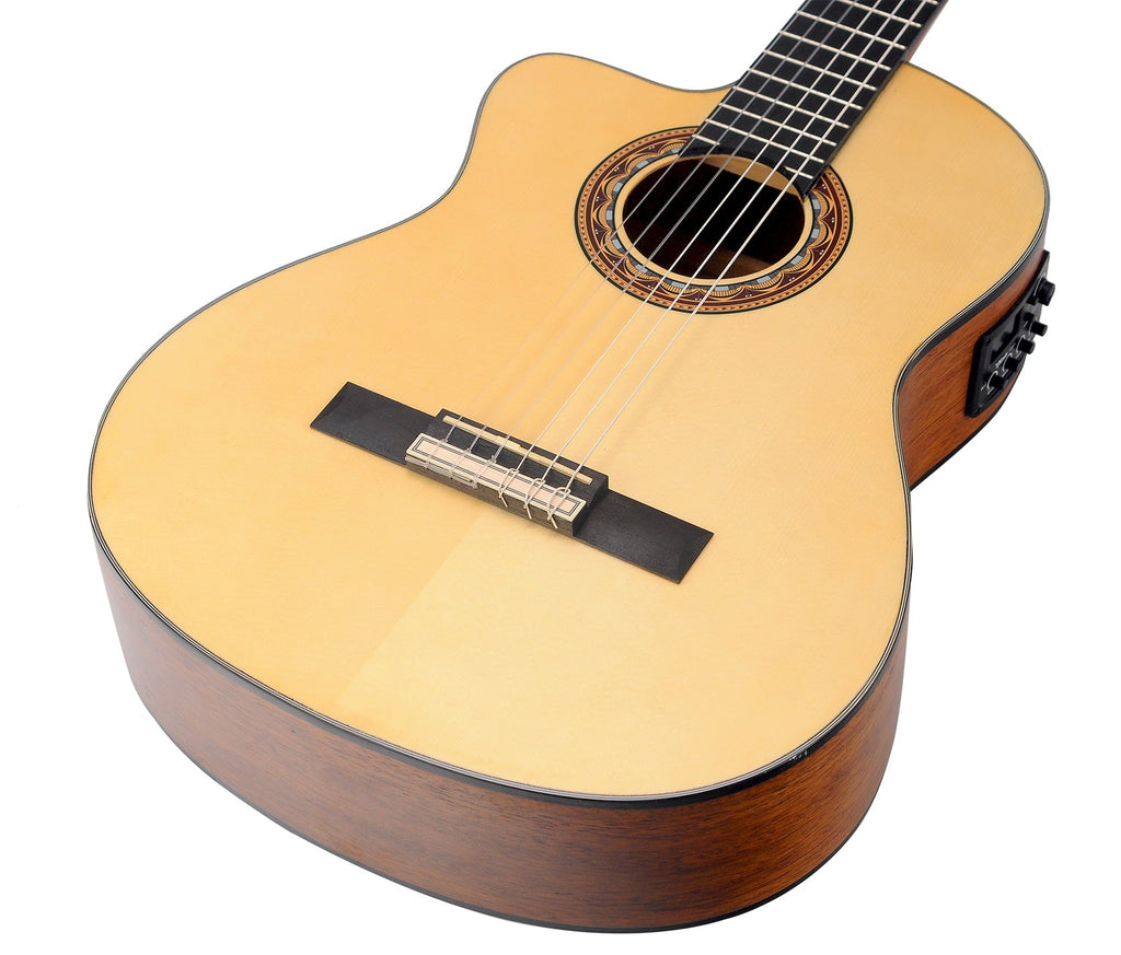 Valencia VC304CEL Full Size Left Hand Classical Guitar with Pickup in Natural Satin