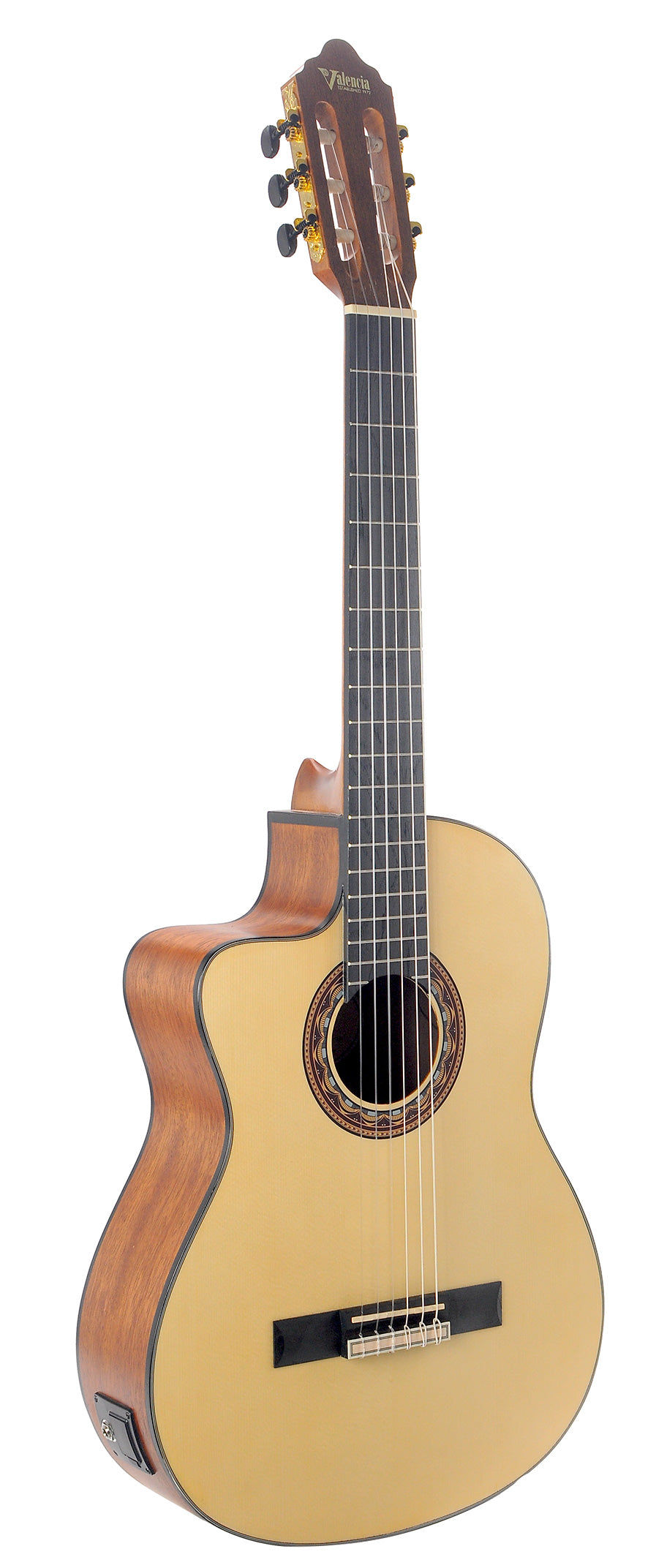 Valencia VC304CEL Full Size Left Hand Classical Guitar with Pickup in Natural Satin