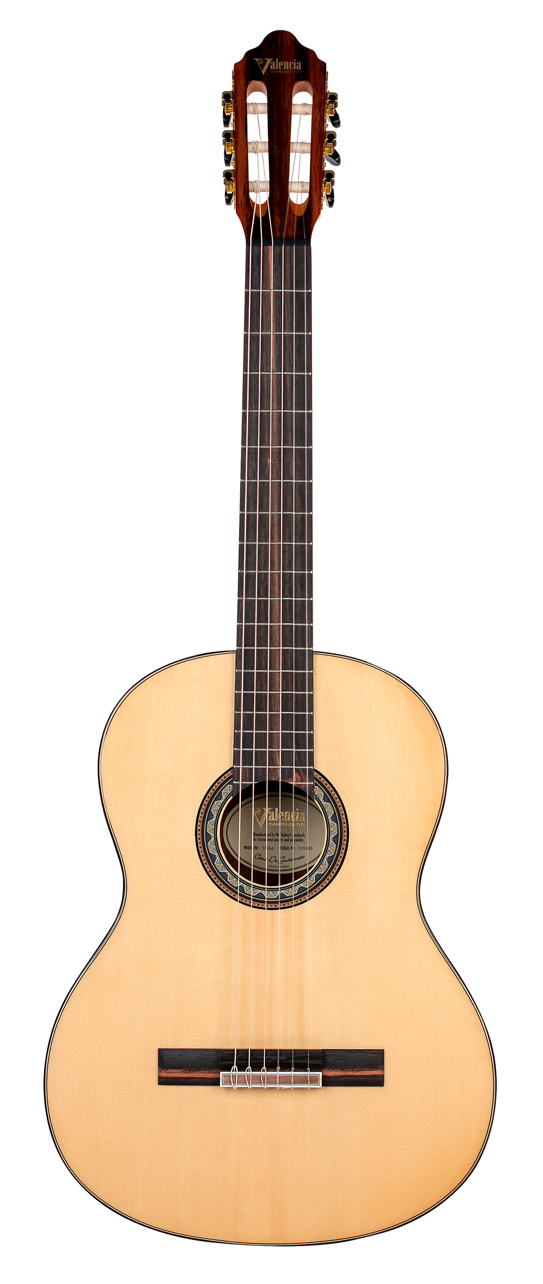 Valencia VC564 Full Size Classical Guitar in Natural High Gloss