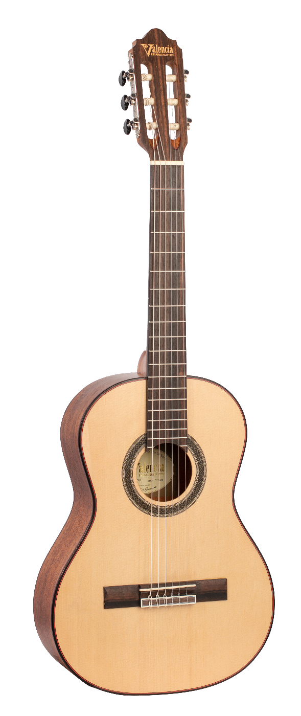 Valencia VC703 3/4 Size Solid Top Classical Guitar in Natural Satin