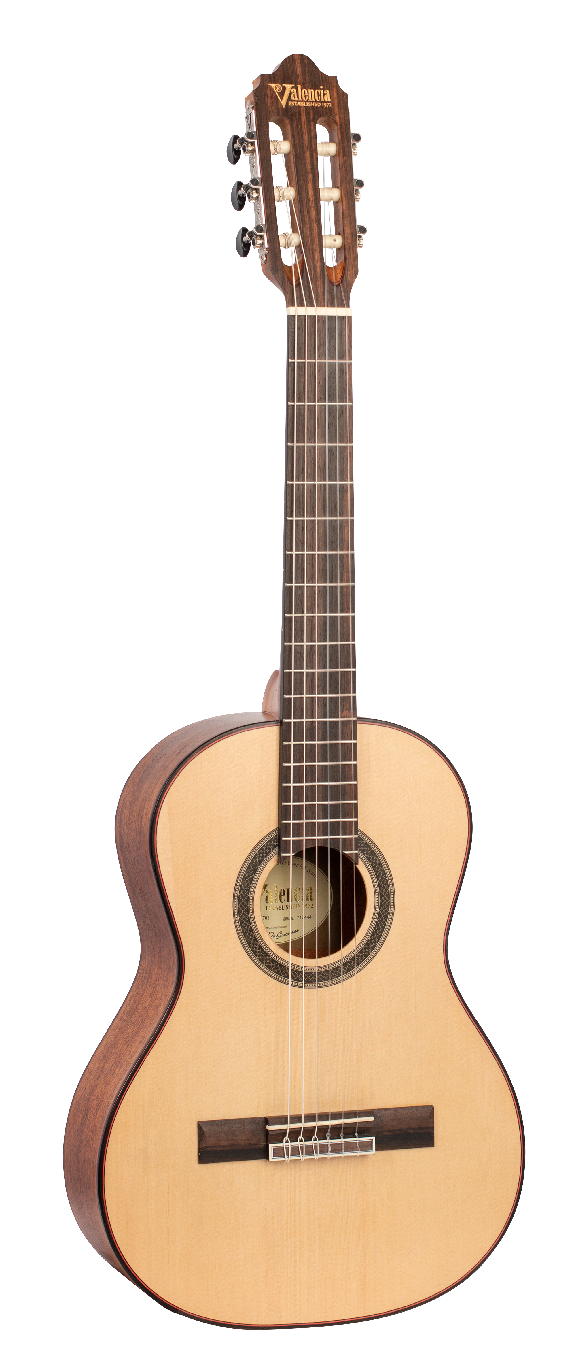 Valencia VC703 3/4 Size Solid Top Classical Guitar in Natural Satin