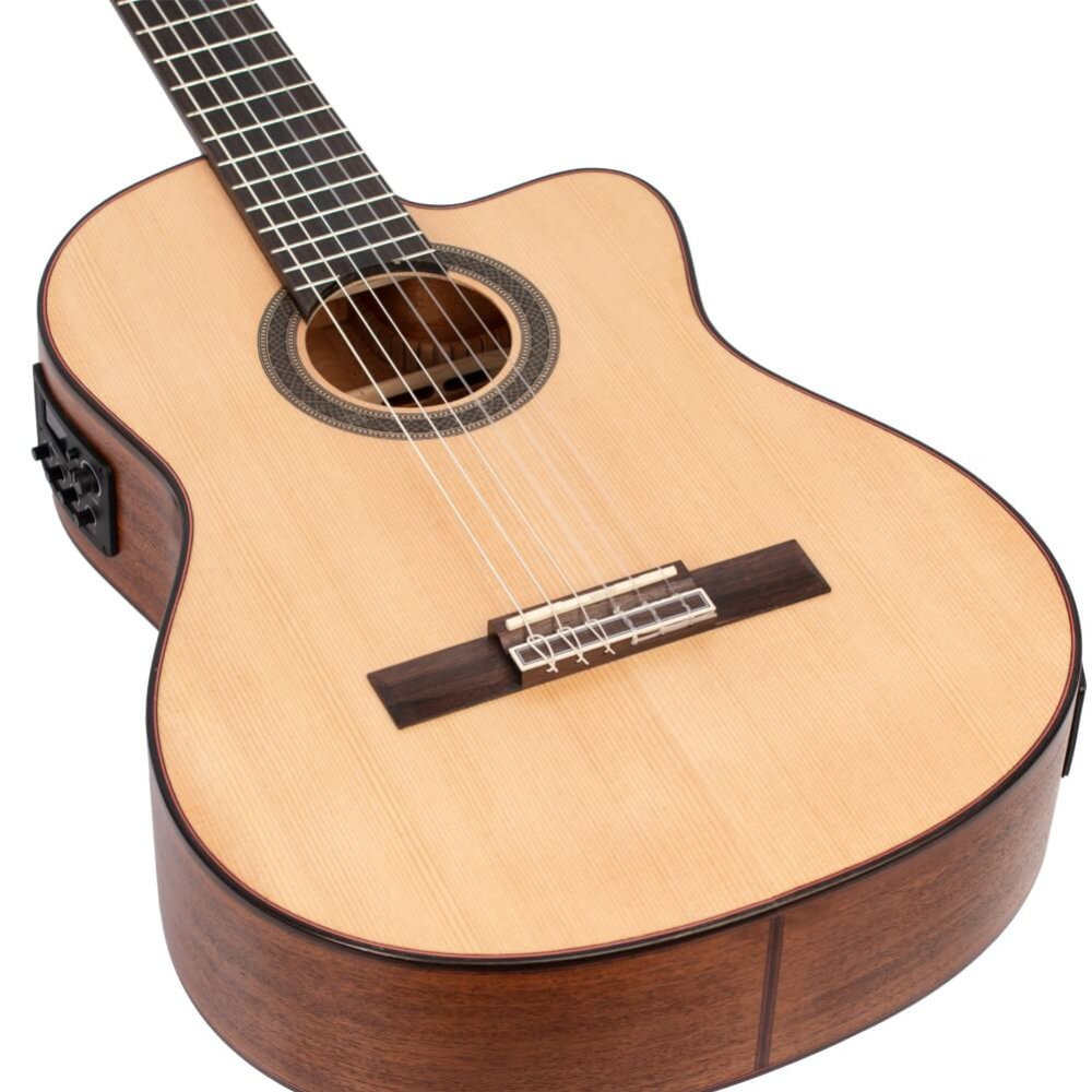 Valencia VC704CE Full Size Solid Top Classical Guitar with Pickup - Natural Satin