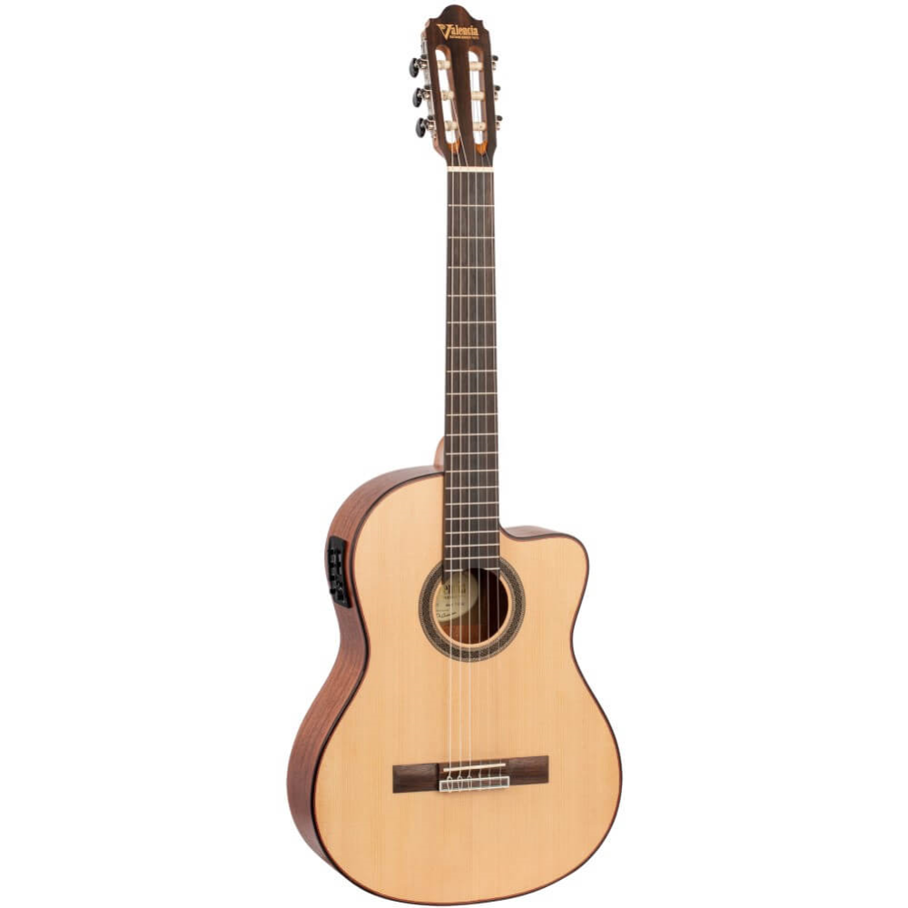 Valencia VC704CE Full Size Solid Top Classical Guitar with Pickup - Natural Satin