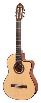 Valencia VC704CE Full Size Solid Top Classical Guitar with Pickup - Natural Satin