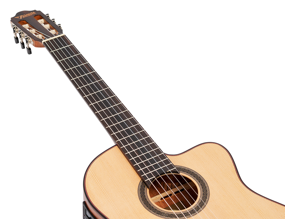 Valencia VC704CE Full Size Solid Top Classical Guitar with Pickup - Natural Satin