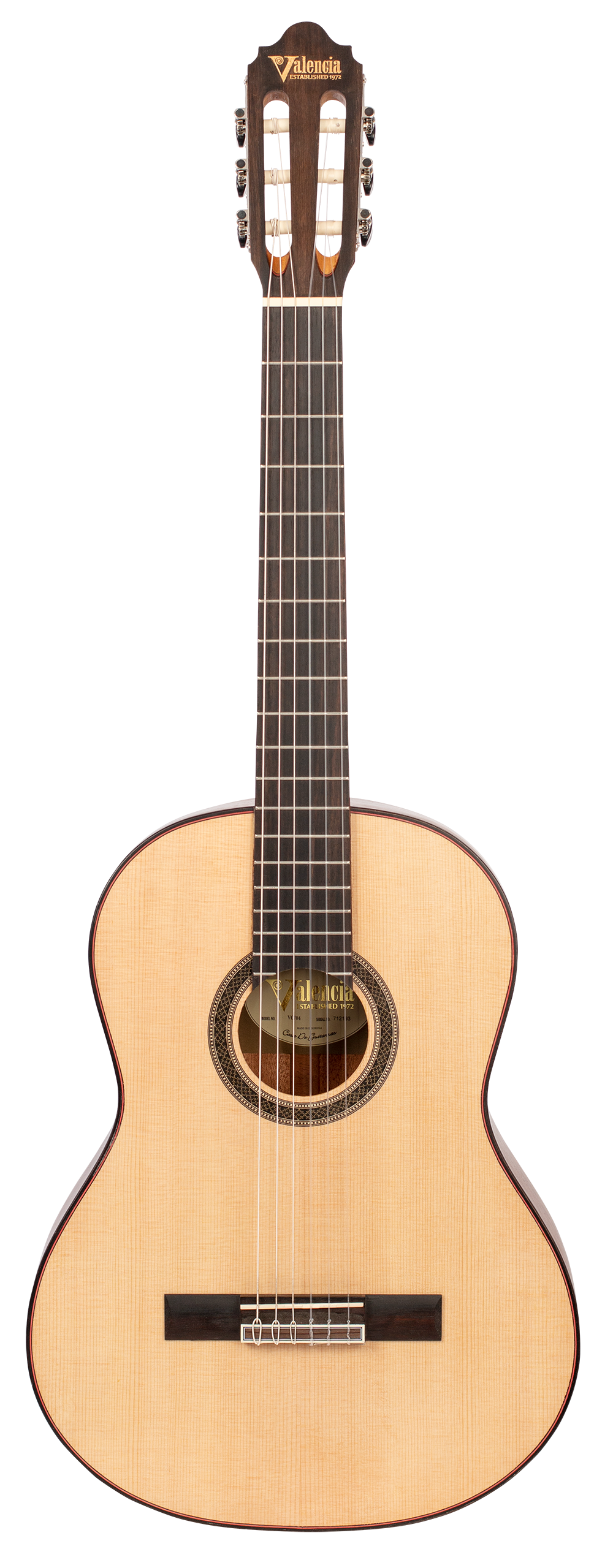 Valencia VC704 Solid Top Classical Guitar in Natural Satin