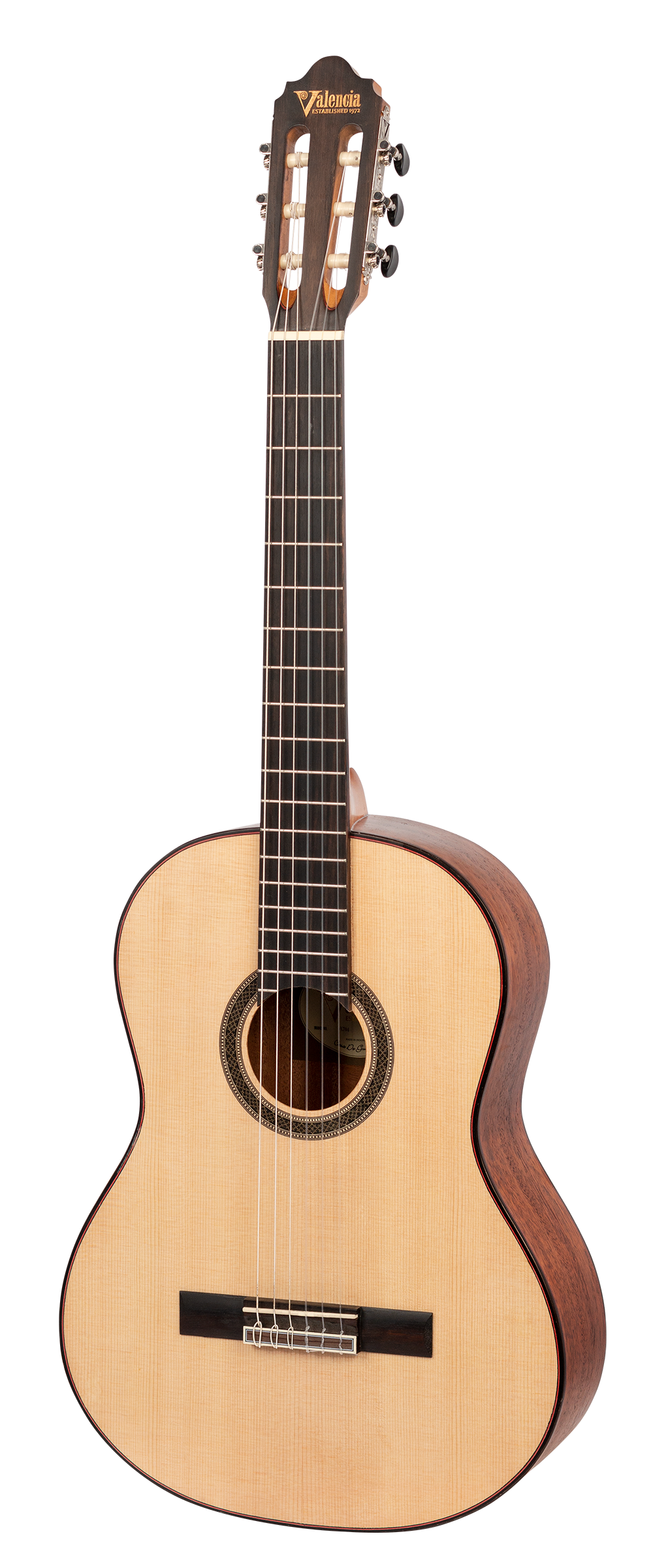 Valencia VC704 Solid Top Classical Guitar in Natural Satin