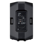 Yamaha DXR15 MKII powered PA speaker with black enclosure and speaker grille, designed for professional sound reinforcement.